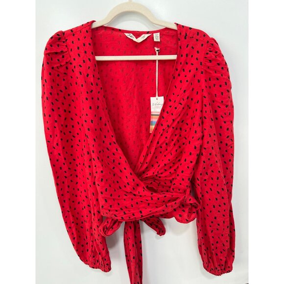 Billabong x Sincerely Jules Wrapped in Love Long Sleeve Wrap Crop Top Size L NEW - Picture 5 of 13